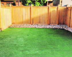 Artificial turf in a small backyard