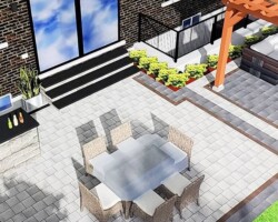 3D design of a customer's backyard patio