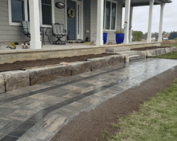 walkway and armour stone garden wall