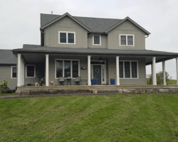Front entrance, walkway, armor stone garden wall