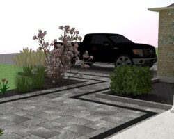 3D design of stone driveway