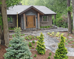 Natural flagstone front entrance and walkway