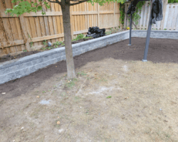 Retaining wall for garden in backyard